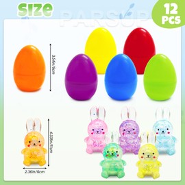 PARSUP 12PCS Easter Marble Eggs with Fidget Bunny for Easter Theme Party Favors, Supplies for Easter Egg Hunt, Basket Stuffers/Fillers, Classroom Prize Supplies Toddler Boys Girls