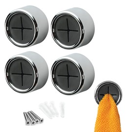 S&T INC. Round Adhesive Push Towel Hooks for Kitchen, Hand and Dish Towels, Grey, 4 Pack