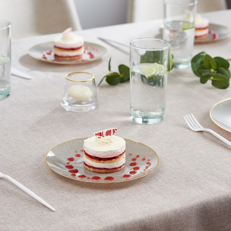 PLASTICPRO 30 Pack Disposable Plastic Plates Heavyweight Granite Look Elegant