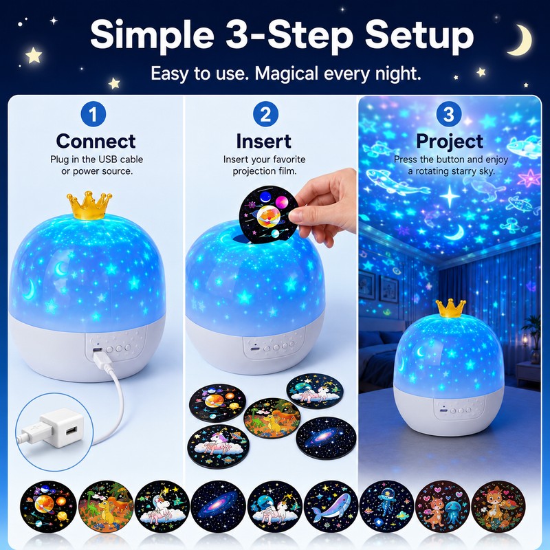 Star Galaxy Projector for Bedroom Decor – 21-in-1 360° Rotating