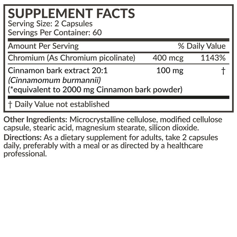 Futurebiotics Cinnamon Plus Chromium Picolinate Supplement, High Potency Chromium, Non-GMO,
