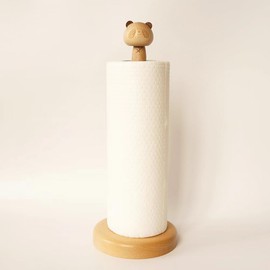 GUDINGHENG Wooden Paper Towel Holder,Cute Panda Design with Anti-Skid Base，Kitchen Roll Stand Organizer Countertop Free Standing