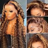 HILYN Highlight Brown Lace Front Wig Curly Glueless Lace Front