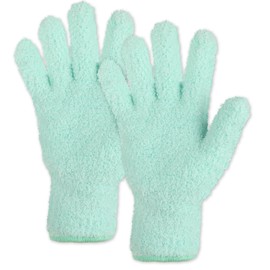 FdcLixuvol 2 Pcs Microfiber Gloves, Dusting Gloves for House Cleaning, Coral Fleece Cleaning Mittens Reusable Washable Household Glove for Plants Cars Blinds Lamps and Hard to Reach Corners (Cyan)