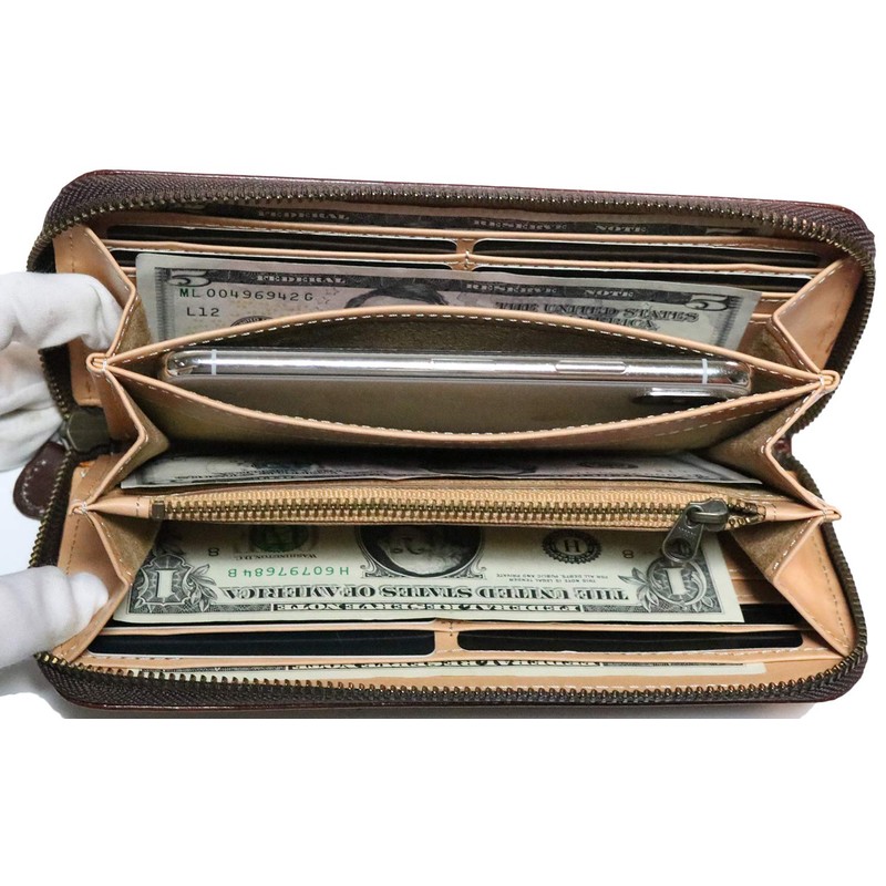 Berkut 1030220 Italian Leather Genuine Leather Braided Long Wallet, Round