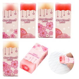 6PCS Cute Sakura Rubber Erasers, Soft Pencil Erasers, Novelty Stationery Eraser with Cherry Blossom Design – Rubber Eraser Set for Drawing, Writing, Office, School, and Study Supplies