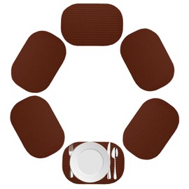 Kraftware Fishnet Oval Placemat for Any Outdoor Table, Chocolate Brown, Set of 6