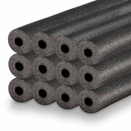 Silrubsups 12 Pack 15mm Thick Pipe Insulation Foam Tube for Water Pipe Insulation and Freeze Protection (Black, 3/4 Inch)