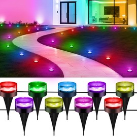 DELITOR Christmas Pathway Lights, 50FT with 15 RGBIC LED Light with App Control, Waterproof Outdoor Ground Lights for Outside Roofline Decor, Pathway Decor, Walkway,Party, Holiday Xmas Decoration