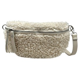 Teddy Fur Bum Bag Women's Plush Bag Teddy Plush Belt Bag Crossbody Bag Winter Shoulder Bag Waist Bag, beige, Minimalist