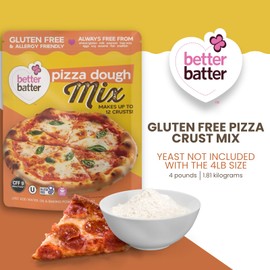 Better Batter Pizza Crust Mix | Certified Kosher, Vegan & Gluten Free Mix for Baking Top 9 Allergen-Free Perfect for 14" Pizzas! Just Add Water, Oil & Yeast Hostess Kitchen Cooking Gifts 4LB Pouch