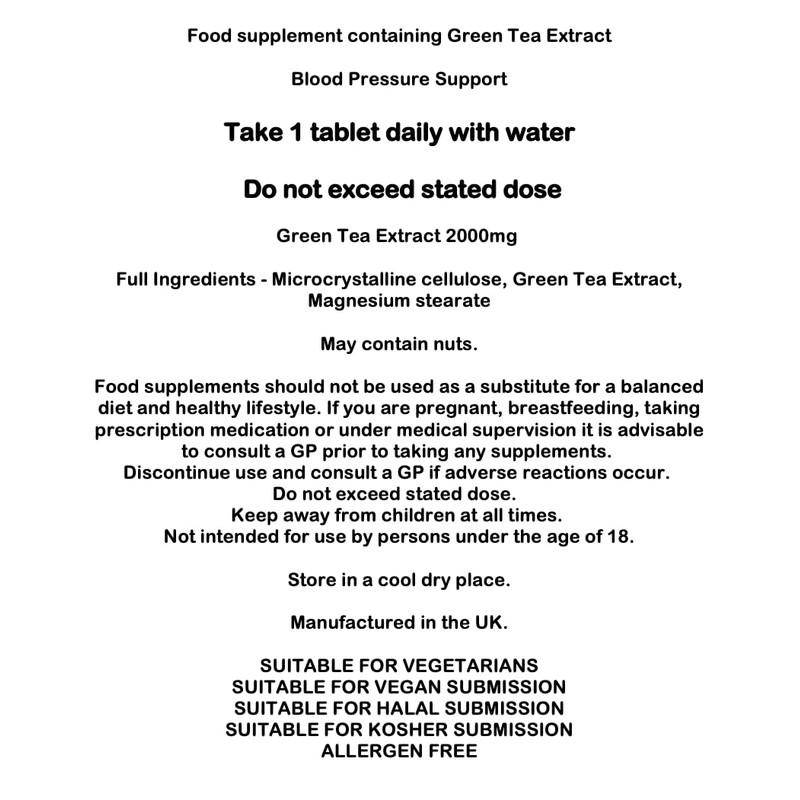 Blood Pressure Support - High Potency Natural Food Supplement Pills