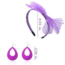 80s Costume Accessories 80s Bow Headband Earrings for Women Girls Christmas Costume Accessories for Women Girls 2 PCS