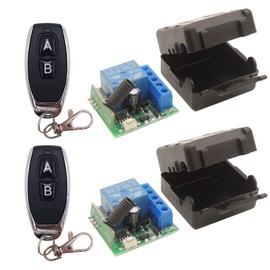 DieseRC DC 12V Interruptor de Control Remoto de Radio inalámbrico 2 receptores de relé RF con 2 transmisores 433Mhz EV1527 Interruptor de Control Remoto programable de código de Aprendizaje