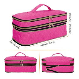 UOZL Hair Dryer Curling Iron Storage Bag, Travel Carrying Case, Slim Expandable Handheld Dual-Layer Travel Storage Bag for Dryer/Hair Tool Organizer/Style Organizer (Rose Red)