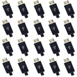 Teansic 20PCS Micro USB Type B Solder Connector,Micro USB 5Pin Male Jack Port, Type B Male Connector with Black Cover