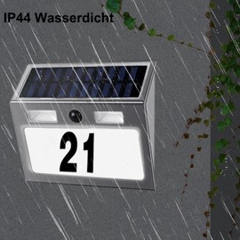 Hopelit Solar House Number, House Number, Illuminated Solar with Motion Sensor and LED Lighting, House Number Solar Illuminated IP44 Waterproof, Solar House Number with Numbers, Letters