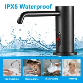 Automatic Soap Dispenser Touchless Liquid Dispenser for Kitchen Bathroom Upgraded Infrared Sensors Built in Sink Soap Dispenser for Smart Home 33.81oz/1000ml (Black)