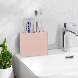 Diatomite Toothbrush Holder 2 Slots Tooth Brush Holder for Bathroom, Kids Electric Toothbrush and Toothpaste Organizer for Countertop, Shower, Vanity, Pink