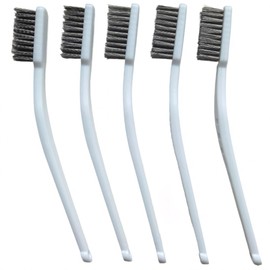 Stainless Steel Wire Brushes - Heavy-Duty Reinforced Bristle Cleaning Brushes for Kitchen, Industrial Use, Walnut Carving Gaps, Rust Removal & Polishing (5-Pack, 18cm White Handle)