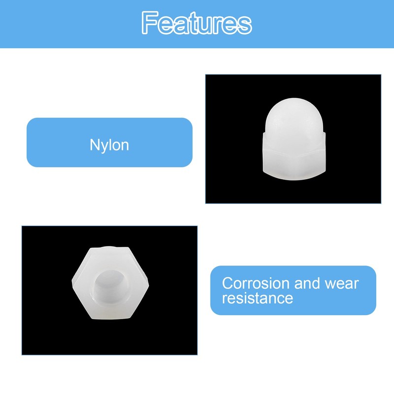 sourcing map M5x0.8 Acorn Cap Nuts, 25Pcs Nylon Dome Cap