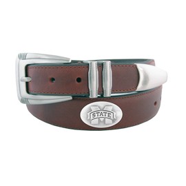 NCAA Mississippi State Bulldogs Men's Leather Concho Tapered Tip Belt, Brown, 38