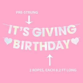 It's Giving Birthday Sparkle Iridescent Party Decorations Supplies Banner Happy Birthday Hanging Decorations Fun Party Supplies 21st Birthday Party Sweet 16 Girl Gift Photobooth Backdrop
