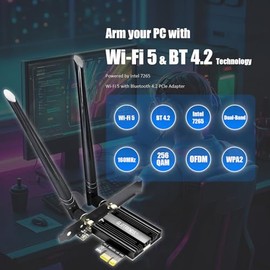 GLOTRENDS WiFi 5 PCIe Tarjeta de Red para PC, Bluetooth 4.2, Compatible con Windows 11/10/7/Linux
