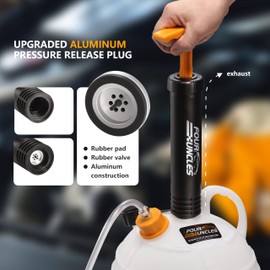 FOUR UNCLES 6L Manual Oil Extractor Pump - Fluid Extractor with 59" Main Hose, Three 41" Extension Tubes for Automotive Oil Change, a Brake Bleeding Hose for Brake Fluid Change