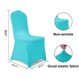 bricia 12 PCS Turquoise Stretch Spandex Chair Slipcovers, Dining Room Chair Covers Stretch Chair Slipcovers Protector for Wedding, Banquet, and Party