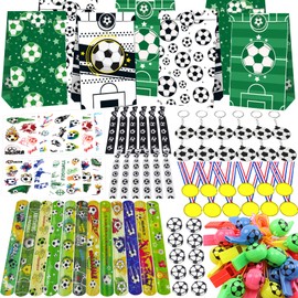PQKL-party Football Party Bags, Football Party Bags for Boys, 96 Pieces Football Party Bags, Children's Birthday Party Bags, Football Tattoo, Whistle, Medals
