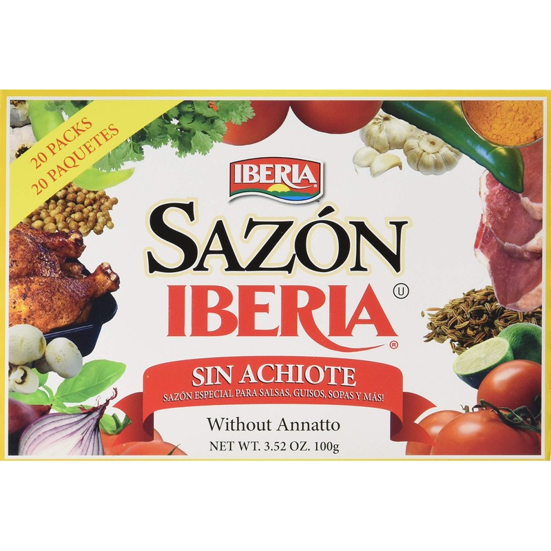 Iberia Sazon without Annatto, 3.52 oz, Perfect Seasoning Made With