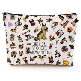 NONETH - Bolsa de cosméticos de pastor alemán, divertida bolsa de maquillaje para amantes de los perros, mujeres y niñas, regalos de dueño de pastor, regalo de cumpleaños, día de San Valentín para