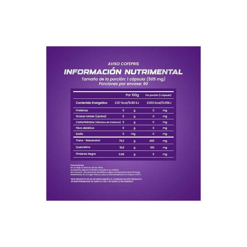 TRANS-RESVERAXEN 99% Trans-Resveratrol Puro | Complejo Antioxidante con Quercetina y