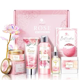 LUCOTIYA Regalos Para Mujeres, Regalos De Cumpleaños Para Mujeres, Regalos Para El Día De La Madre Para El Cuidado Corporal Con Un Exclusivo Regalo De Rosas, Cesta De Regalo De Spa En Casa Para Mamá,