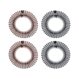 Comb Headband 4 Pieces Full Circular Stretch Comb Headband Flexible Zig Zag Headband Flexi Comb Headband Zigzag Hairband Plastic 90s Headband Zig Zag Hair Band for Women and Girls