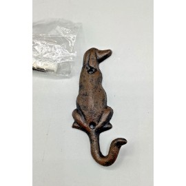 Village Wrought Iron Cast Iron Hound dog Hook Leashes Coats 5" with Hardware