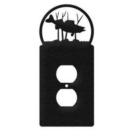 SWEN Products Fish Walleye Wall Plate Cover (Single Outlet, Black)