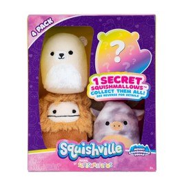Squishville SQM0326 Mountain World Squad, Super Soft Mini Squishmallows, 5 cm Plush Figures, Pack of 4