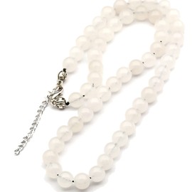 ElisaJewelryArt - Natural Selenite Beaded Choker Necklace Genuine Gemstone Spiritual Necklace Clasp Closure Necklace Unisex Necklace (16.00, Selenite)