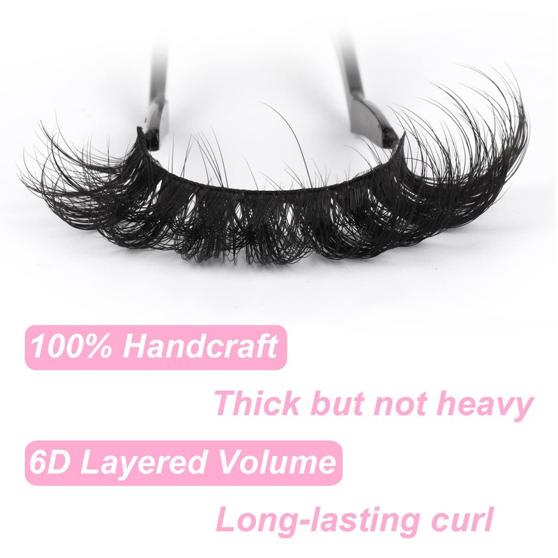 Mink Lashes Fluffy 6D False Eyelashes 17mm Wispy Cat Eye