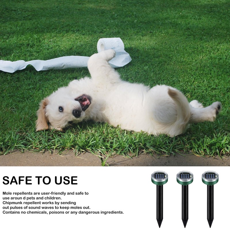 Mole Repellent 10 Packs Solar Powered, Vole Repellent Waterproof Outdoor