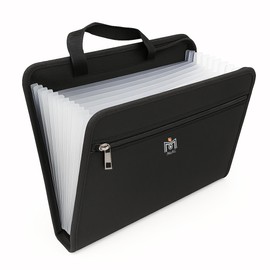 MoAL 13 Pockets Portable File Organiser - A4 Water Resistant Expanding File Folders for Paperwork, Fireproof Accordion Document Organiser with Multiple Tabs, Laptop Storage and Zipper Closure (FO-23)