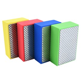 LEONTOOL 4PCS Diamond Hand Polishing Pads 60/100/200/400 Grit Diamond Sanding Pads Wet and Dry Sanding Block Foam Backing Tile Tools for Tile Glass Stone Marble Granite Ceramics Metal Grinding