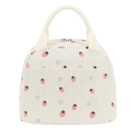 Joyesplay Insulated Lunch Box Bags for Women Kids,Strawberry Lunch Bag Girls, Insulated Leakproof Lunch Box for Work School(White03)