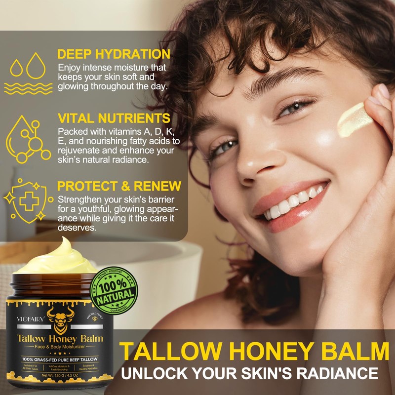 Tallow and Honey Balm for Face - Beef Tallow for