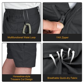 IDOGEAR Mens Tactical Shorts Hiking Cargo Shorts Quick-Dry Multipocket Lightweight Outdoor Athletic Camo Shorts for Summer (as1, Waist, Numeric_38, Regular, Grey)