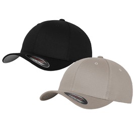 HLKauf Flexfit Unisex Woolly Combed Cap, Baseball Cap, Grey Underside, S, M, L, XL, XXL, Pack of 2