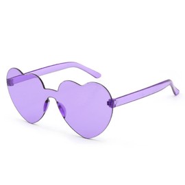 MAXJULI Heart Sunglasses for Women Baby Girl,Hot Party Neon Shades UV Protection (Translucent Purple)