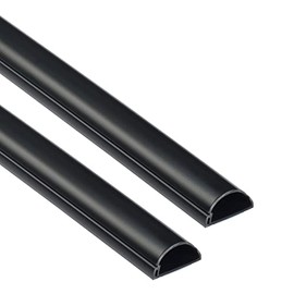 D-Line Cord Cover 2-Pack, Cord Hiders, Paintable Cable Concealer, Cable Raceway, Wire Covers, Wall Mounted TV Wire Hider, Cable Management - 2X 1.18in W x 0.59in H x 39in Lengths (78in Total) - Black